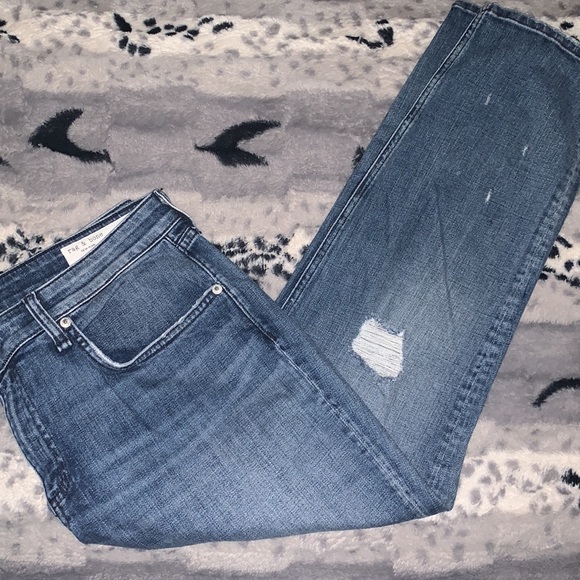 rag & bone DRE Low-Rise Slim Distressed Boyfriend Jeans — 31 - Picture 1 of 14